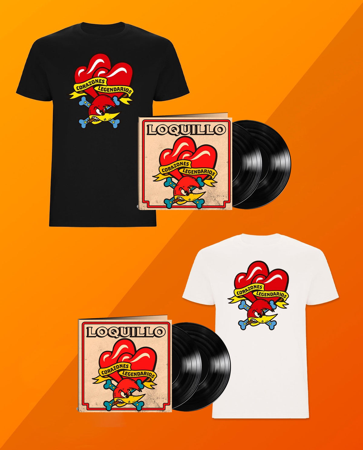 Loquillo - LP Vinilo Negro + Camiseta "Corazones Legendarios" - D2fy · Rocktud - Loquillo