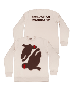 Abhir - Sudadera Crewneck «Hijx de un inmigrante» Blanco Marfil - D2fy - Direct To Fans - ABHIR