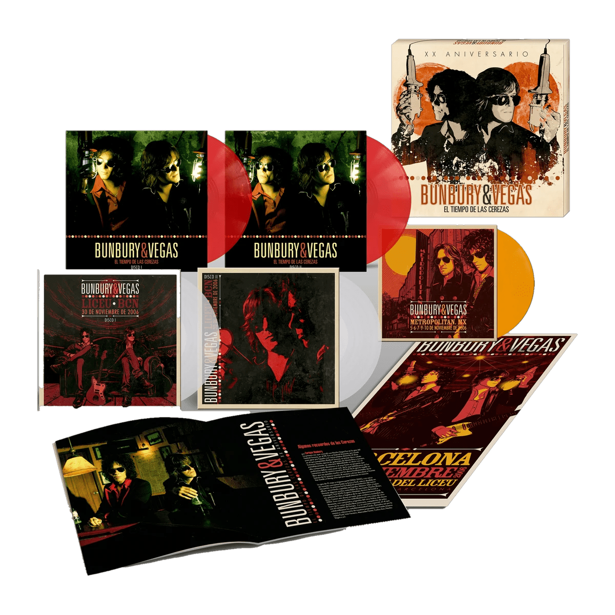 Bunbury y Vegas - Box 5LP Vinilo Color + Libro + Póster "El tiempo de las cerezas (XX Aniversario)" - D2fy - Direct To Fans - Bunbury