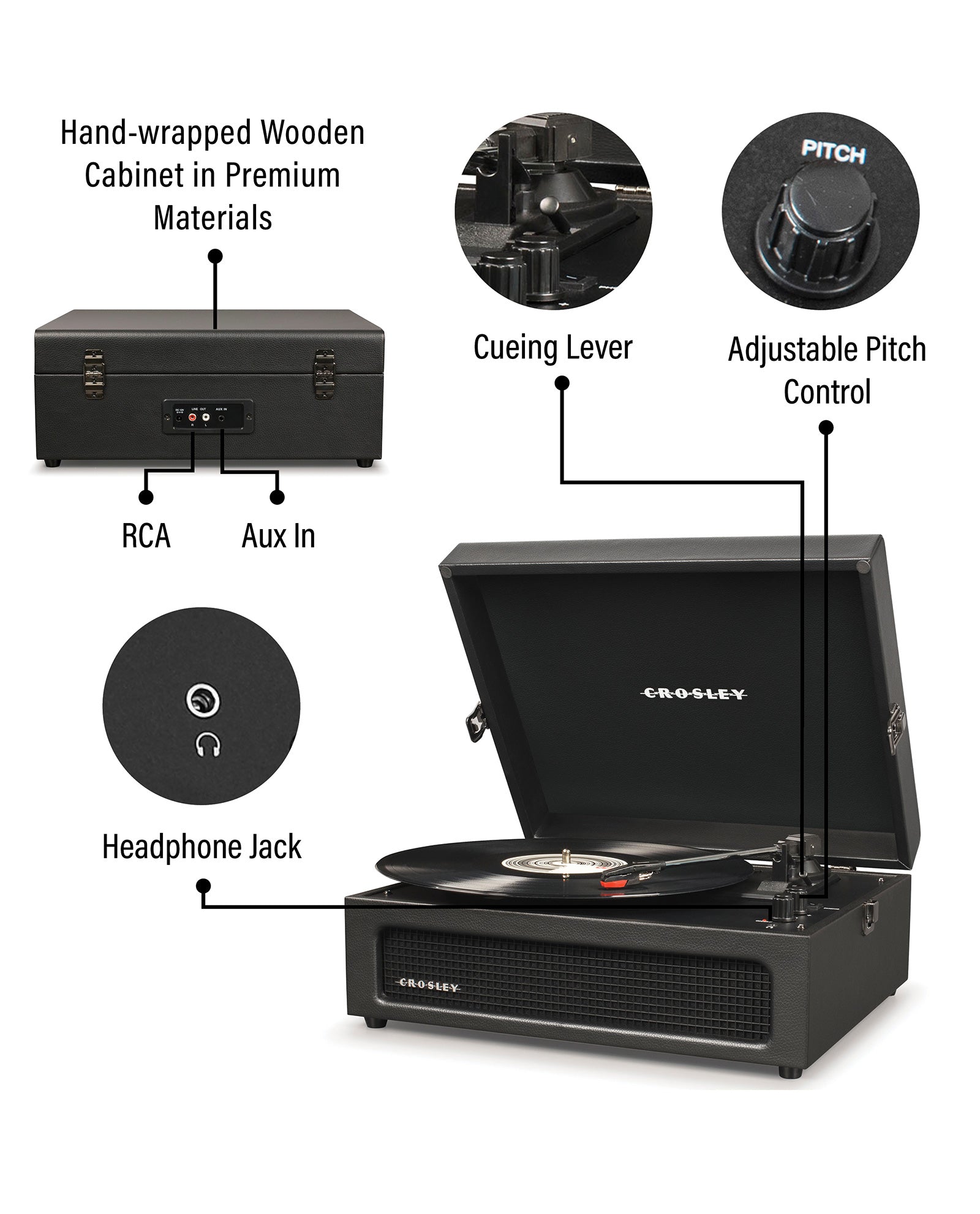 Crosley - Tocadiscos Crosley Bluetooth Doble Cruiser Deluxe - Borgoña - D2fy · Rocktud - D2fy