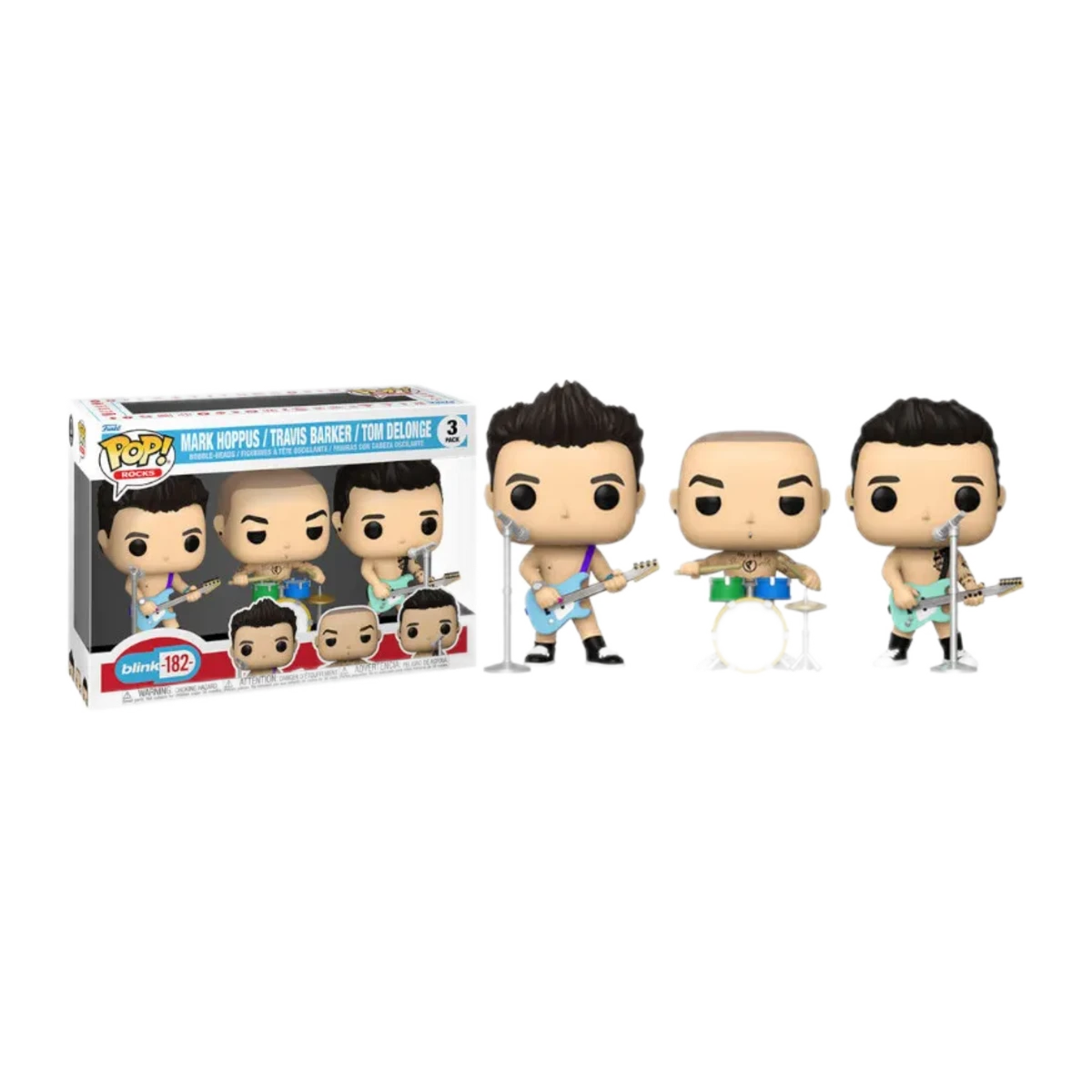 Funko Pop! Blink-182 Pack 3 - Mark Hoppus, Travis Barker y Tom DeLonge - D2fy - Direct To Fans - Blink-182
