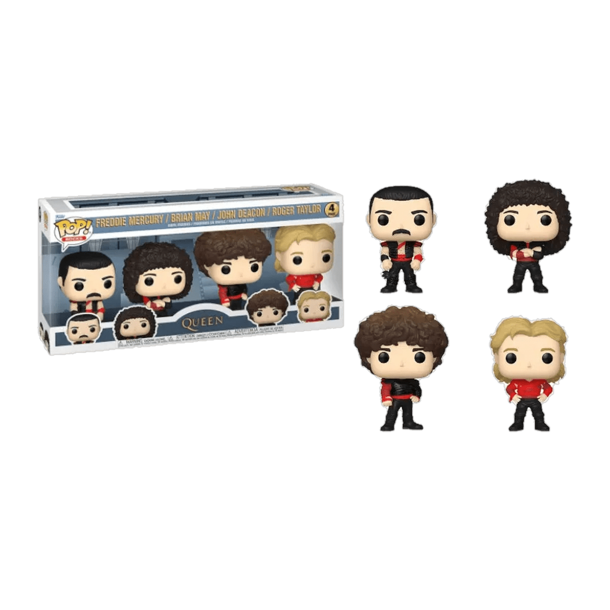 Funko Pop! Pack 4 Queen Radio Ga Ga (Freddie Mercury, Brian May, John Deacon y Roger Taylor) - D2fy - Direct To Fans - Queen