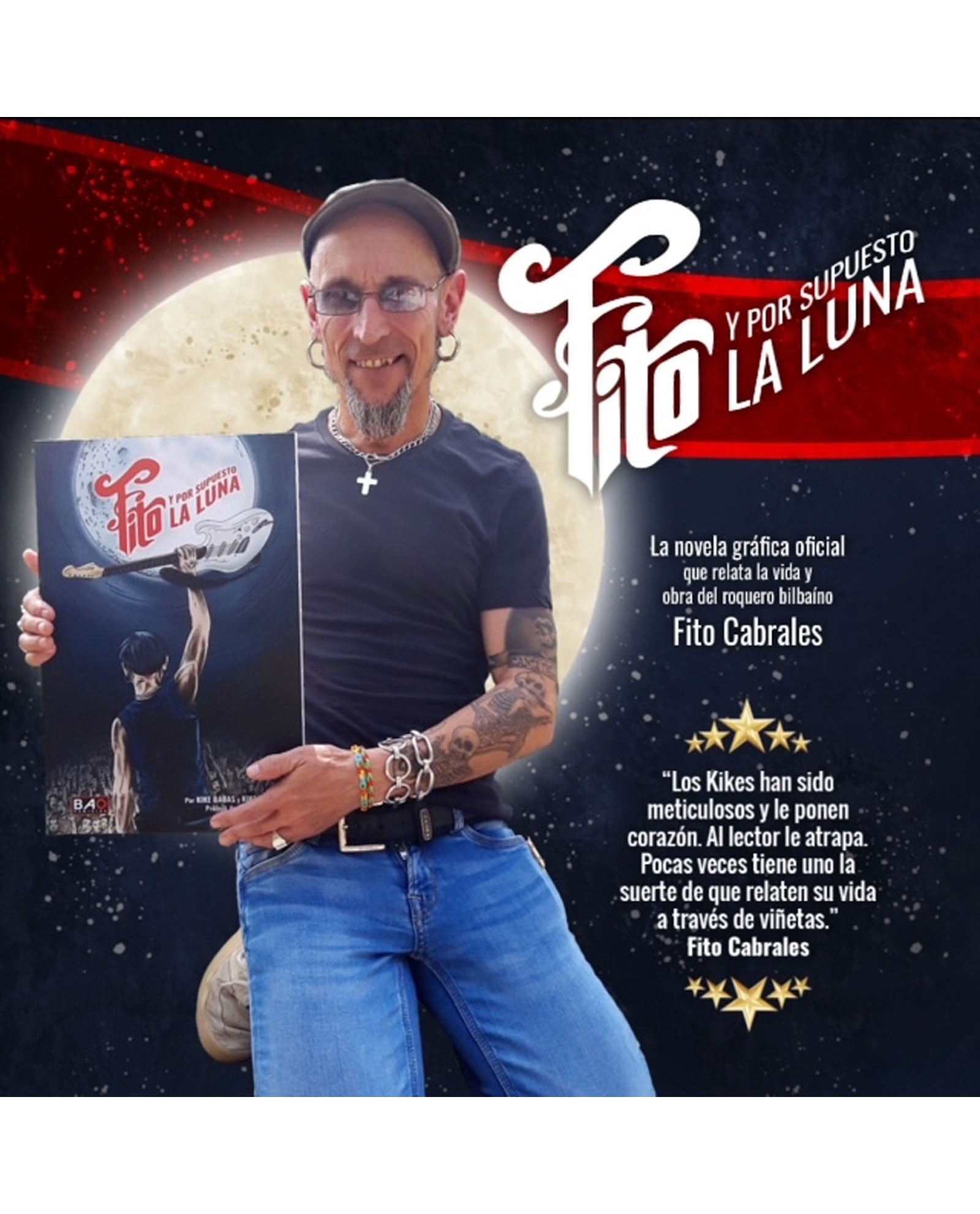 Kike Babas & Kike Turrón - Libro "Fito. Y por supuesto la Luna" + CHAPA + PULSERA TELA de REGALO - D2fy · Rocktud - Fito y Fitipaldis