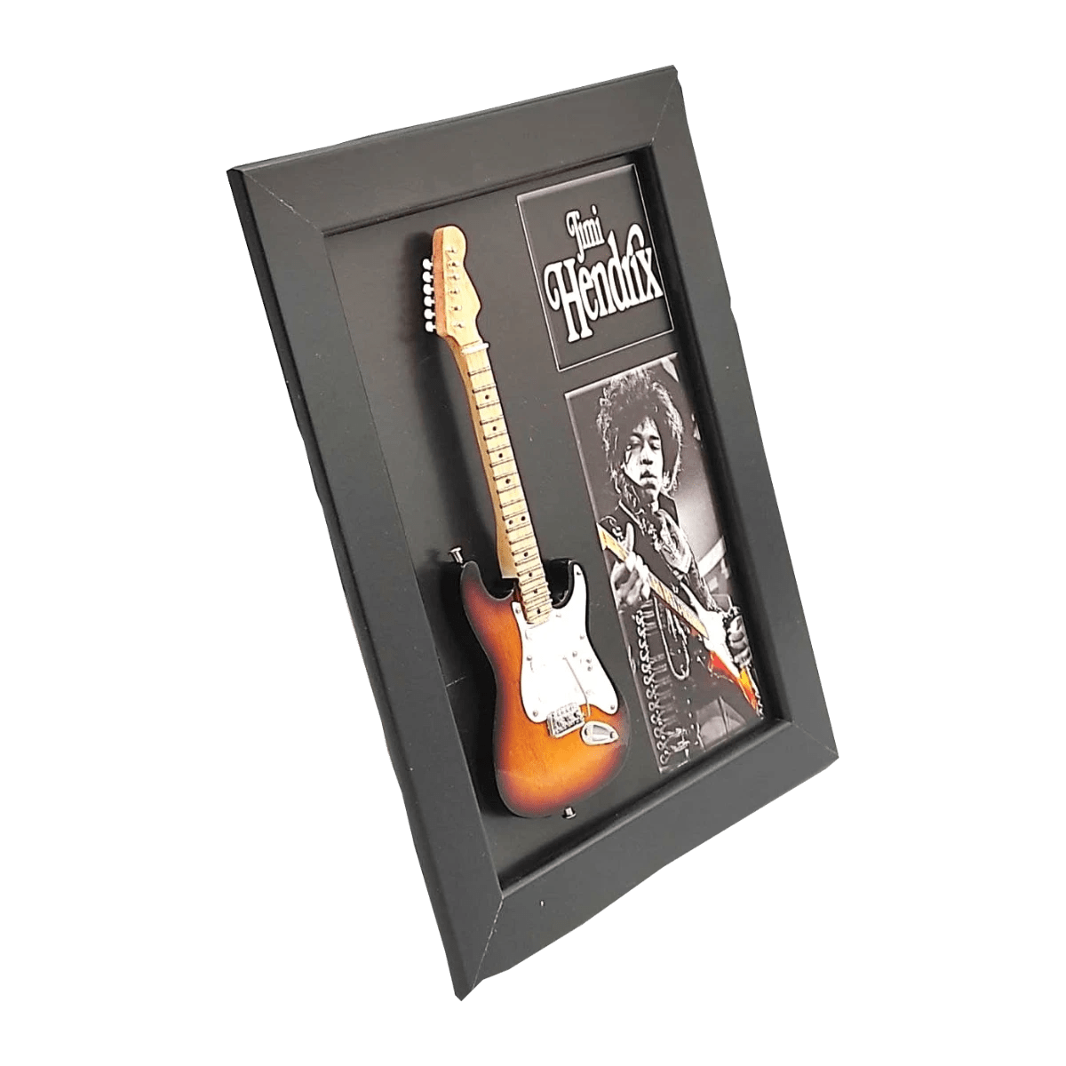 Music Legends - N102 Marco con Mini Guitarra Sunburst (15 x 20 cm) - Inspirado en Jimi Hendrix - D2fy - Direct To Fans - Music Legends
