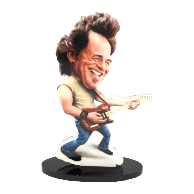 Music Legends - N104 Figura Acrílica Guitarrista con Camiseta Beige - Inspirada en Bruce Springsteen - D2fy - Direct To Fans - Music Legends