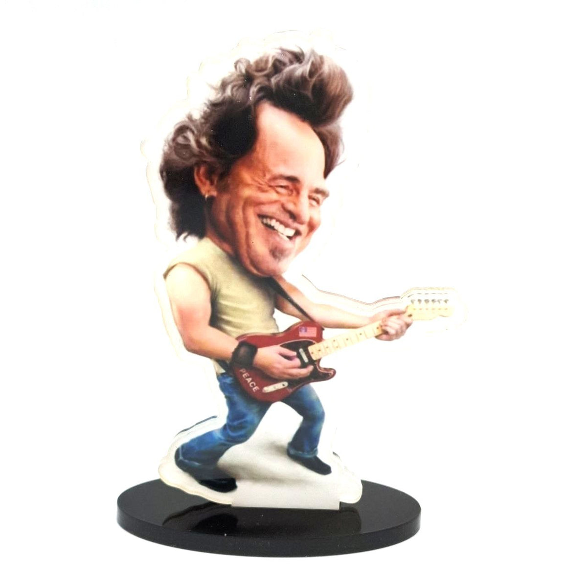 Music Legends - N104 Figura Acrílica Guitarrista con Camiseta Beige - Inspirada en Bruce Springsteen - D2fy - Direct To Fans - Music Legends