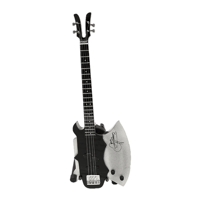 Music Legends - N1151 Mini Bajo de Colección "Hacha" Negro y Plata (Años 70) - Inspirado en KISS - D2fy - Direct To Fans - Music Legends