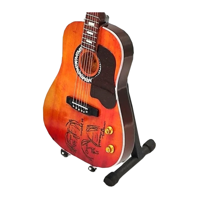 Music Legends - N116 Mini Guitarra de Colección Acústica Naranja con Dibujos (Años 60) - Inspirada en The Beatles - D2fy - Direct To Fans - Music Legends