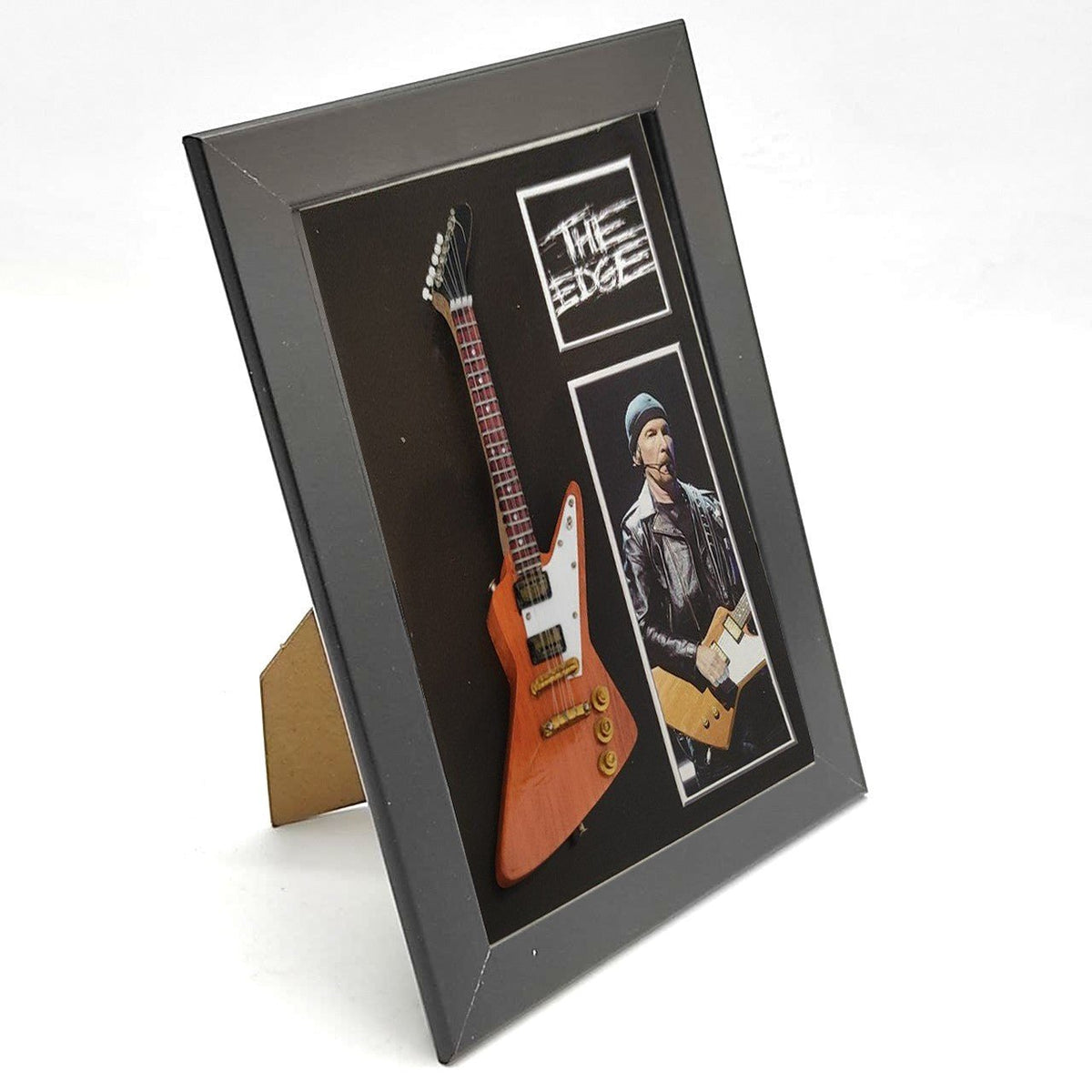 Music Legends - N132 Marco con Mini Guitarra Natural Angular (15 x 20 cm) - Inspirado en U2 - D2fy - Direct To Fans - Music Legends