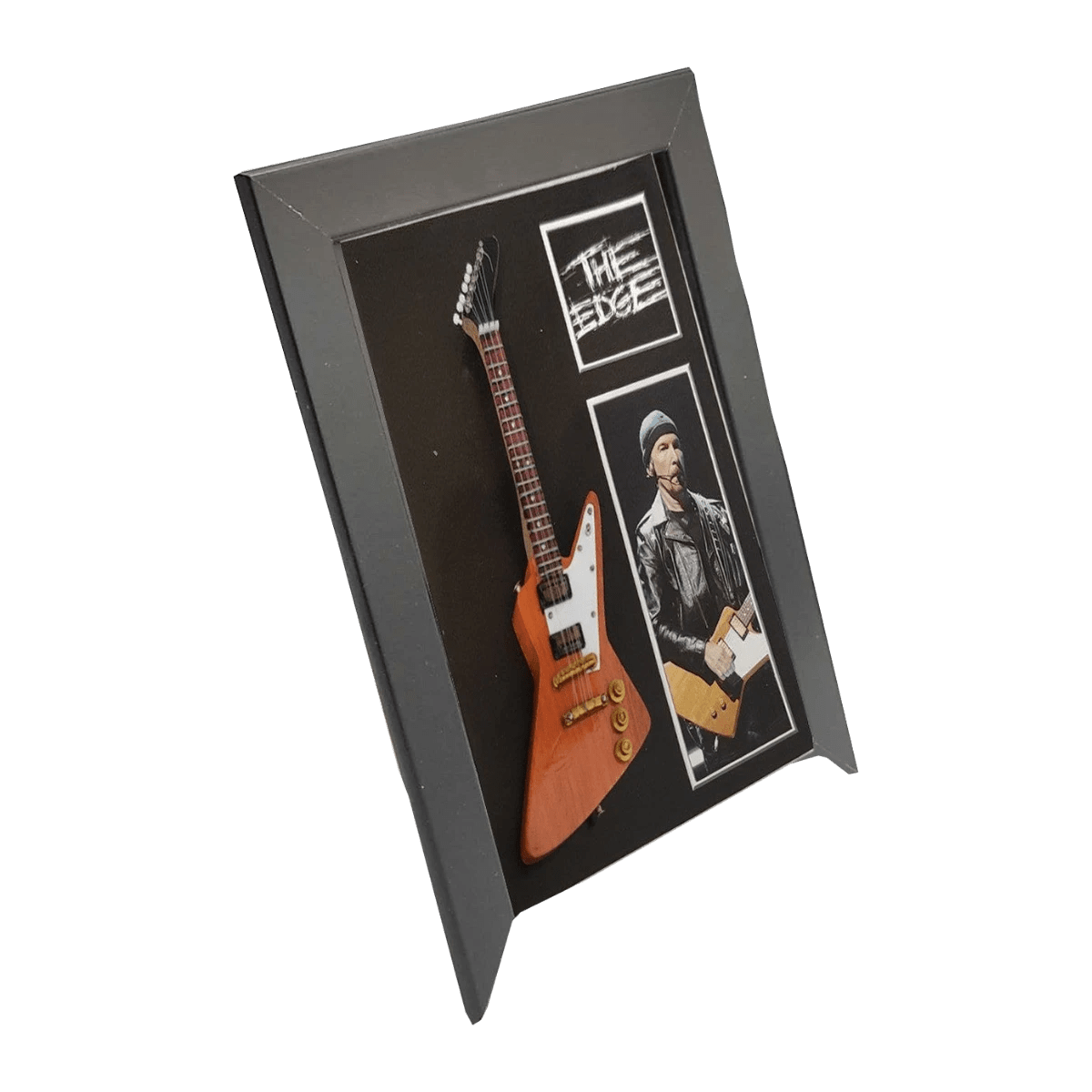Music Legends - N132 Marco con Mini Guitarra Natural Angular (15 x 20 cm) - Inspirado en U2 - D2fy - Direct To Fans - Music Legends