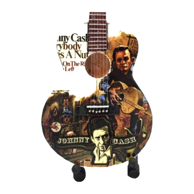 Music Legends - N147 Mini Guitarra de Colección Acústica Collage Sepia (Años 60) - Inspirada en Johnny Cash - D2fy - Direct To Fans - Music Legends