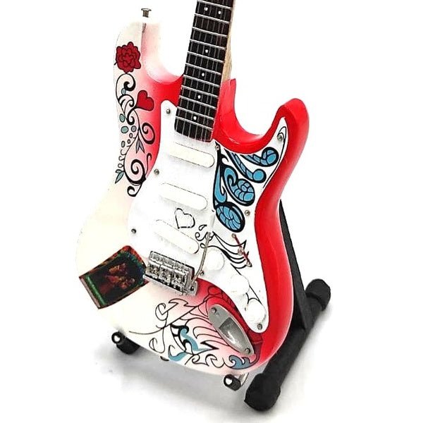 Music Legends - N178 Mini Guitarra de Colección Pintada a Mano Blanca y Roja (Años 60) - Inspirada en Jimi Hendrix - D2fy - Direct To Fans - Music Legends