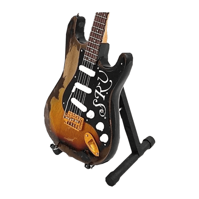 Music Legends - N2202 Mini Guitarra de Colección Sunburst Desgastada (Años 80) - Inspirada en Stevie Ray Vaughan - D2fy - Direct To Fans - Music Legends