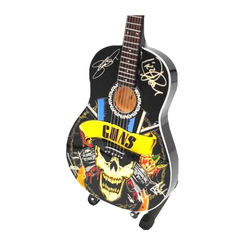 Music Legends - N3124 Mini Guitarra de Colección Acústica Negra con Calavera (Años 80) - Inspirada en Guns N' Roses - D2fy - Direct To Fans - Music Legends