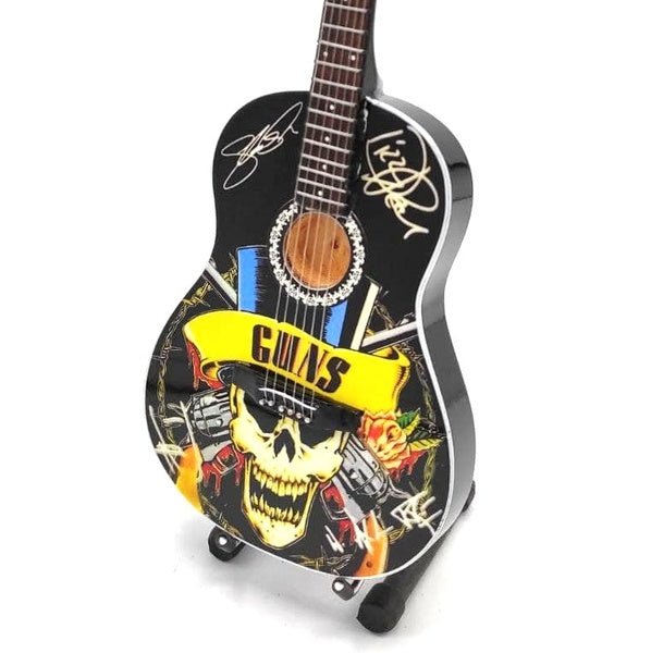 Music Legends - N3124 Mini Guitarra de Colección Acústica Negra con Calavera (Años 80) - Inspirada en Guns N' Roses - D2fy - Direct To Fans - Music Legends