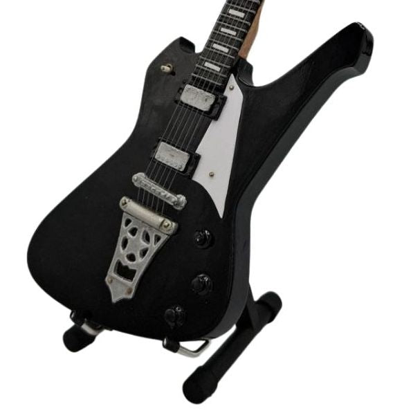 Music Legends - N4251 Mini Guitarra de Colección Negra Asimétrica con Golpeador Blanco (Años 70) - Inspirada en KISS - D2fy - Direct To Fans - Music Legends