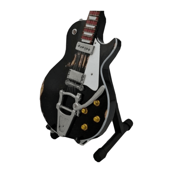Music Legends - N4275 Mini Guitarra de Colección Negra Desgastada con Vibrato (Años 70) - Inspirada en Neil Young - D2fy - Direct To Fans - Music Legends