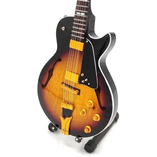 Music Legends - N482 Mini Guitarra de Colección Semiacústica Jazz Sunburst (Años 70) - Inspirada en George Benson - D2fy - Direct To Fans - Music Legends