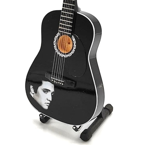 Music Legends - N5197 Mini Guitarra de Colección Acústica Negra con Retrato (Años 60) - Inspirada en Elvis Presley - D2fy - Direct To Fans - Music Legends