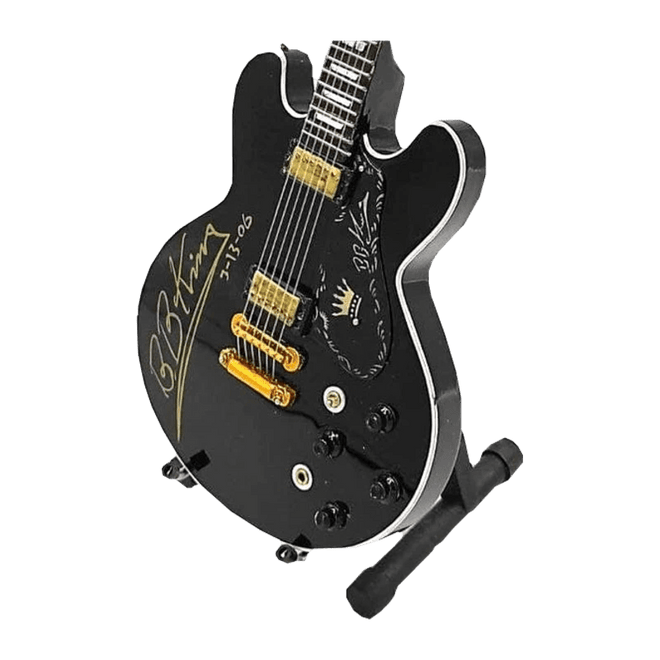 Music Legends - N529 Mini Guitarra de Colección Semihueca Negra con Firma (Años 60) - Inspirada en B.B. King - D2fy - Direct To Fans - Music Legends