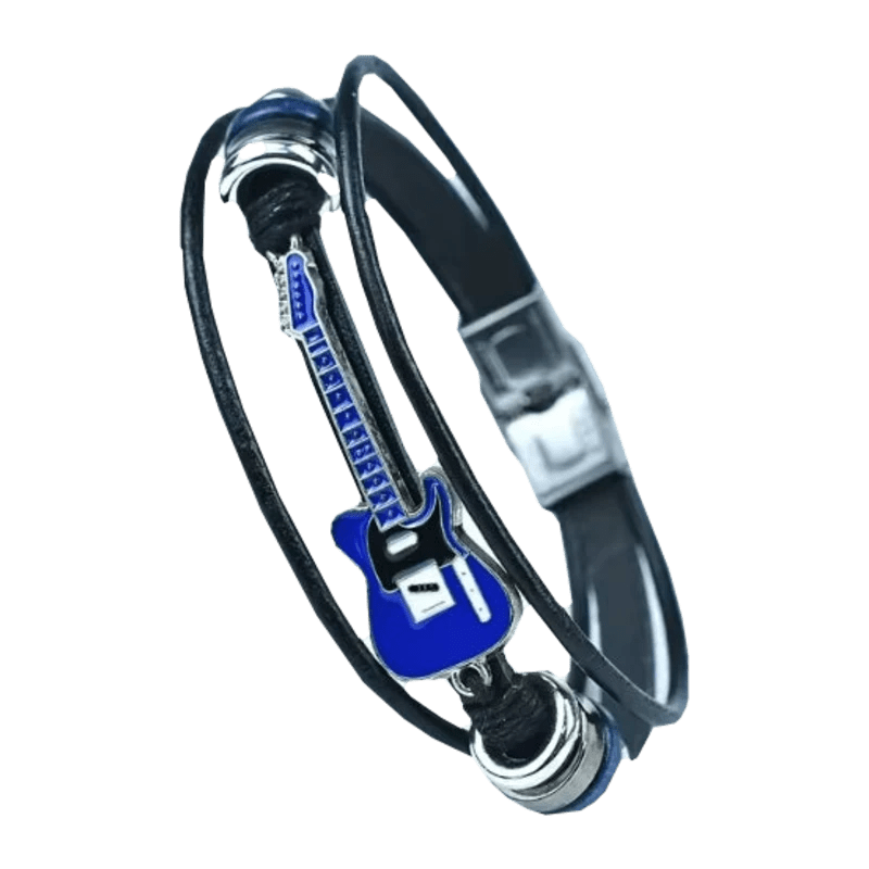 Music Legends - N586 Pulsera de Cuero Guitarra Azul - D2fy - Direct To Fans - Music Legends