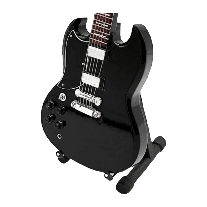 Music Legends - N6071 Mini Guitarra de Colección Negra de Doble Cuerno (Años 70) - Inspirada en Black Sabbath - D2fy - Direct To Fans - Music Legends