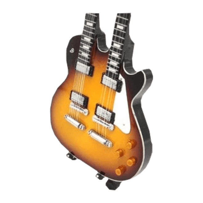 Music Legends - N6309 Mini Guitarra de Colección Doble Mástil Sunburst (Años 70) - Inspirada en Eagles - D2fy - Direct To Fans - Music Legends