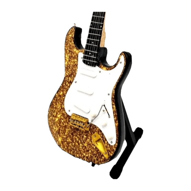 Music Legends - N7016 Mini Guitarra de Colección Dorada Brillante (Años 70) - Inspirada en Eric Clapton - D2fy - Direct To Fans - Music Legends