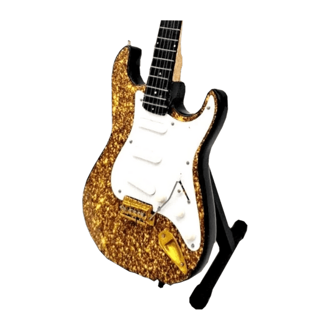Music Legends - N7016 Mini Guitarra de Colección Dorada Brillante (Años 70) - Inspirada en Eric Clapton - D2fy - Direct To Fans - Music Legends