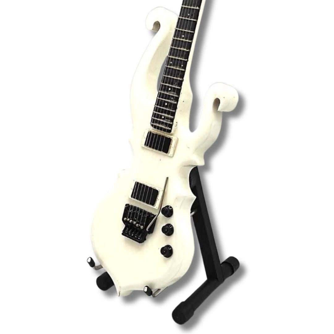 Music Legends - N78 Mini Guitarra de Colección Blanca de Forma Ondulada (Años 80) - Inspirada en Prince - D2fy - Direct To Fans - Music Legends