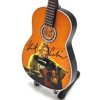 Music Legends - N8266 Mini Guitarra de Colección Acústica Naranja con Retrato (Años 90) - Inspirada en Nirvana - D2fy - Direct To Fans - Music Legends