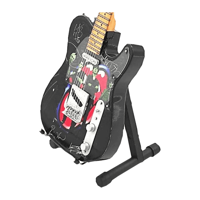Music Legends - N8570 Mini Guitarra de Colección Negra con Lengua y Firmas (Años 60) - Inspirada en The Rolling Stones - D2fy - Direct To Fans - Music Legends