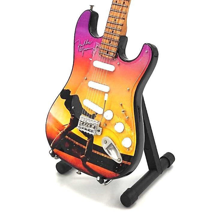 Music Legends - N8600 Mini Guitarra de Colección Degradado Atardecer con Firma (Años 80) - Inspirada en Queen - D2fy - Direct To Fans - Music Legends