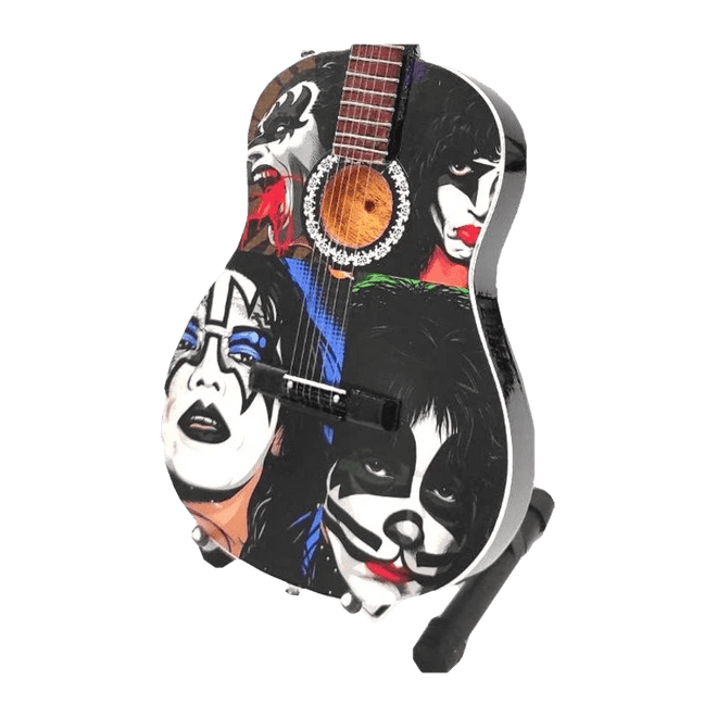 Music Legends - N8792 Mini Guitarra de Colección Acústica con Caras Maquilladas (Años 70) - Inspirada en KISS - D2fy - Direct To Fans - Music Legends