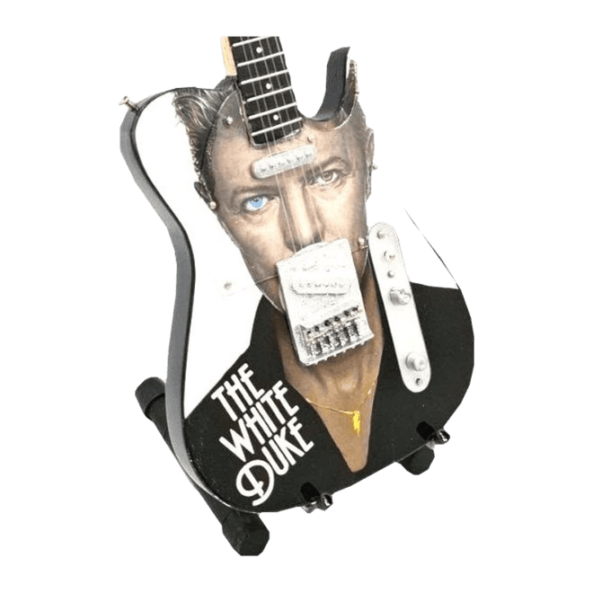 Music Legends - N8976 Mini Guitarra de Colección Ilustrada con Retrato (Años 70) - Inspirada en David Bowie - D2fy - Direct To Fans - Music Legends