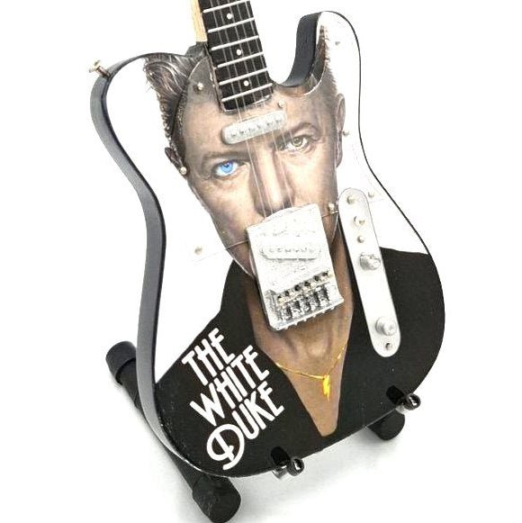 Music Legends - N8976 Mini Guitarra de Colección Ilustrada con Retrato (Años 70) - Inspirada en David Bowie - D2fy - Direct To Fans - Music Legends