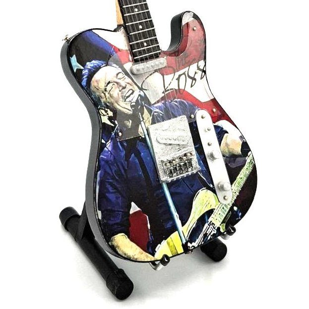 Music Legends - N9096 Mini Guitarra de Colección Ilustrada con Foto en Directo (Años 80) - Inspirada en Bruce Springsteen - D2fy - Direct To Fans - Music Legends