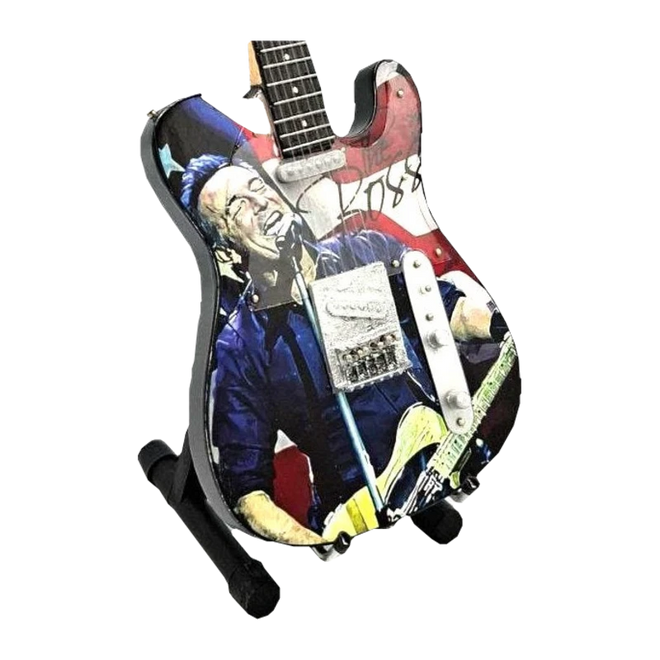 Music Legends - N9096 Mini Guitarra de Colección Ilustrada con Foto en Directo (Años 80) - Inspirada en Bruce Springsteen - D2fy - Direct To Fans - Music Legends