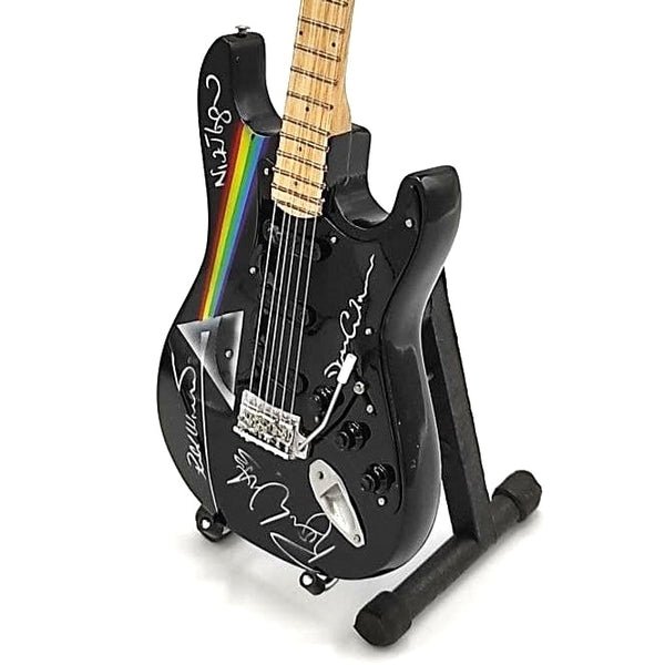 Music Legends - N93B Mini Guitarra de Colección Negra con Prisma y Firmas (Años 70) - Inspirada en Pink Floyd - D2fy - Direct To Fans - Music Legends