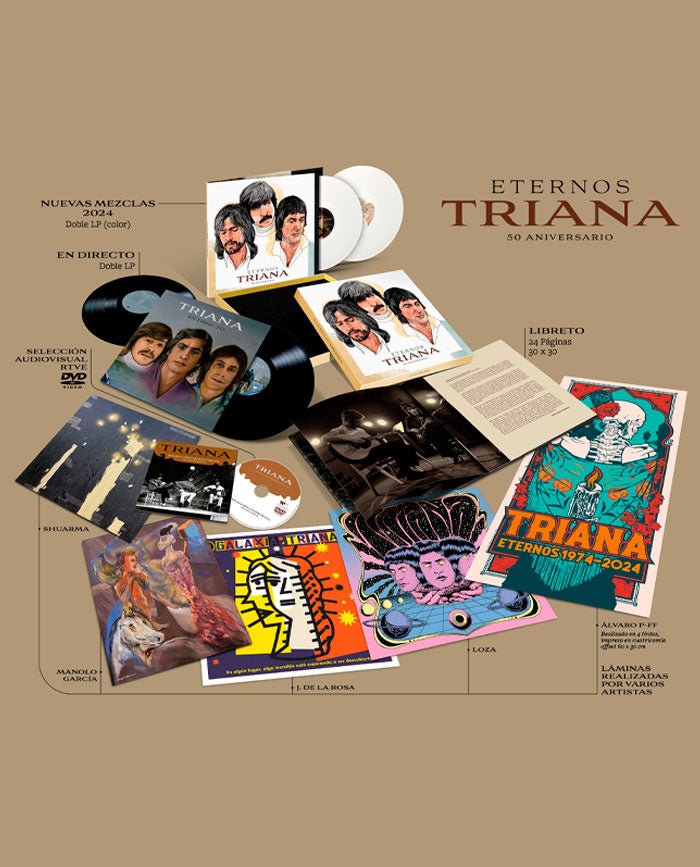 Triana - BOX "Eternos Triana" (4LP Vinilo +1DVD+4 LÁMINAS +1 PÓSTER) - D2fy · Rocktud - Rocktud