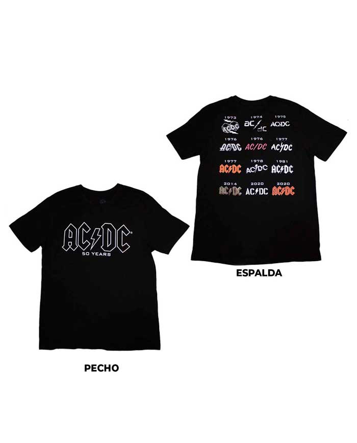 AC/DC - Camiseta "Logo History (Especial 50 Aniversario)" Unisex - D2fy · Rocktud - Rocktud