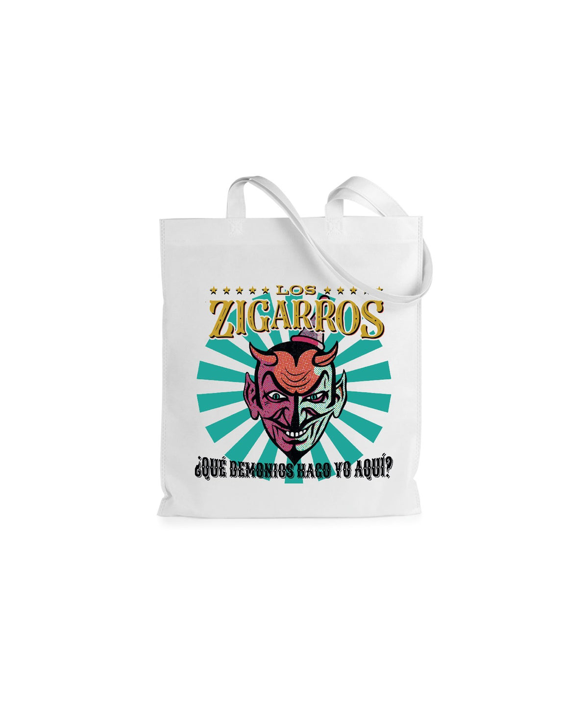 Bolsa Tela "Demonio" Blanca - Los Zigarros - Rocktud - Los Zigarros