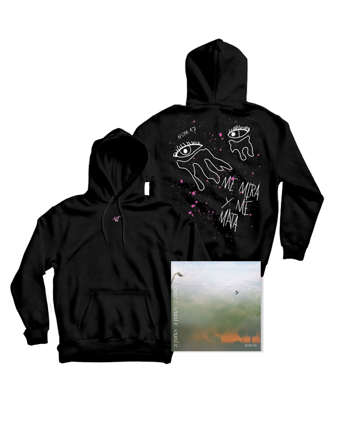 Miren - PACK CD FIRMADO + Sudadera Capucha Unisex "Ojos" Negra - D2fy - Miren