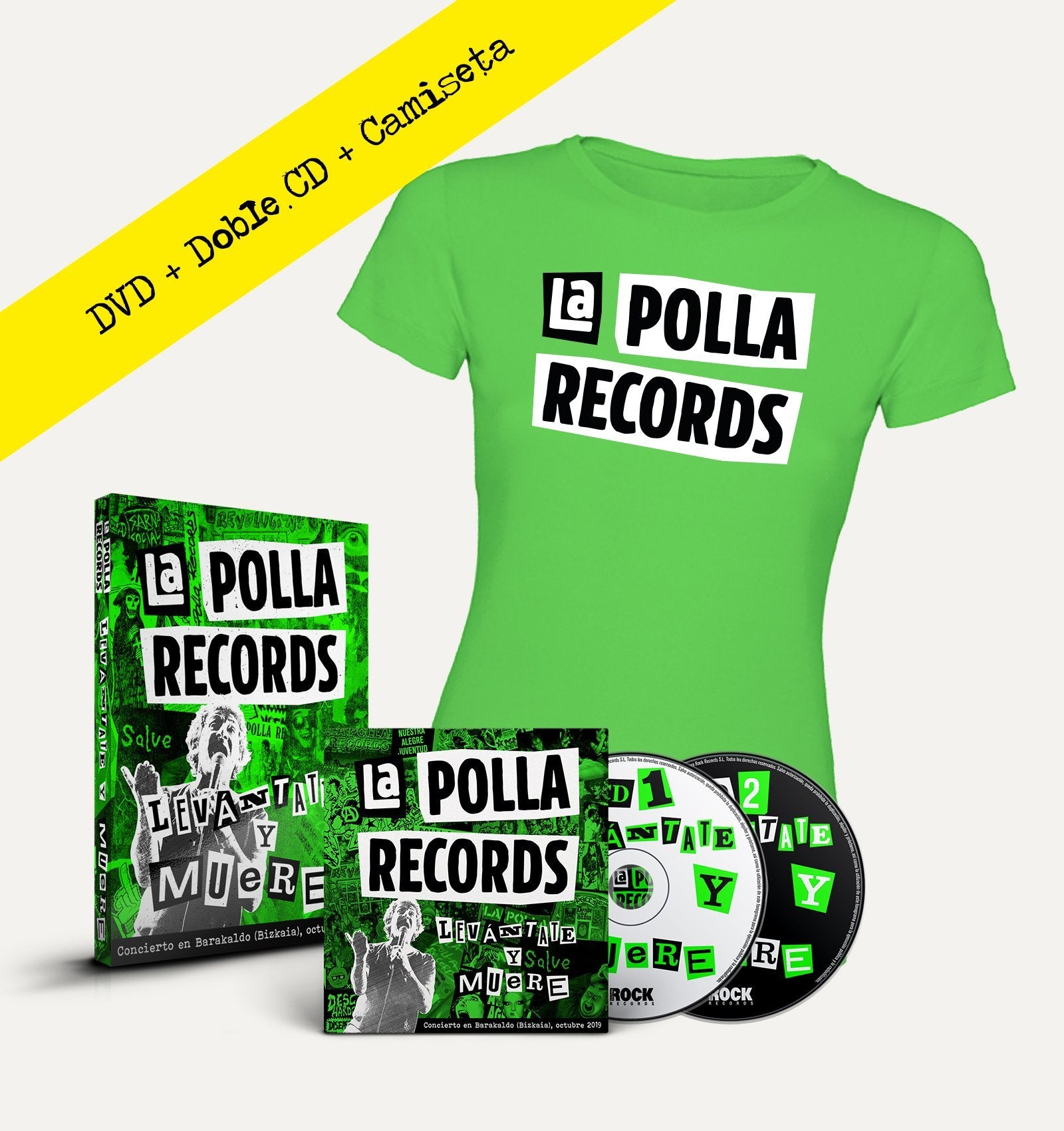 Pack Doble CD + DVD + Camiseta La Polla Records "Levántate y Muere" - Rocktud - La Polla Records