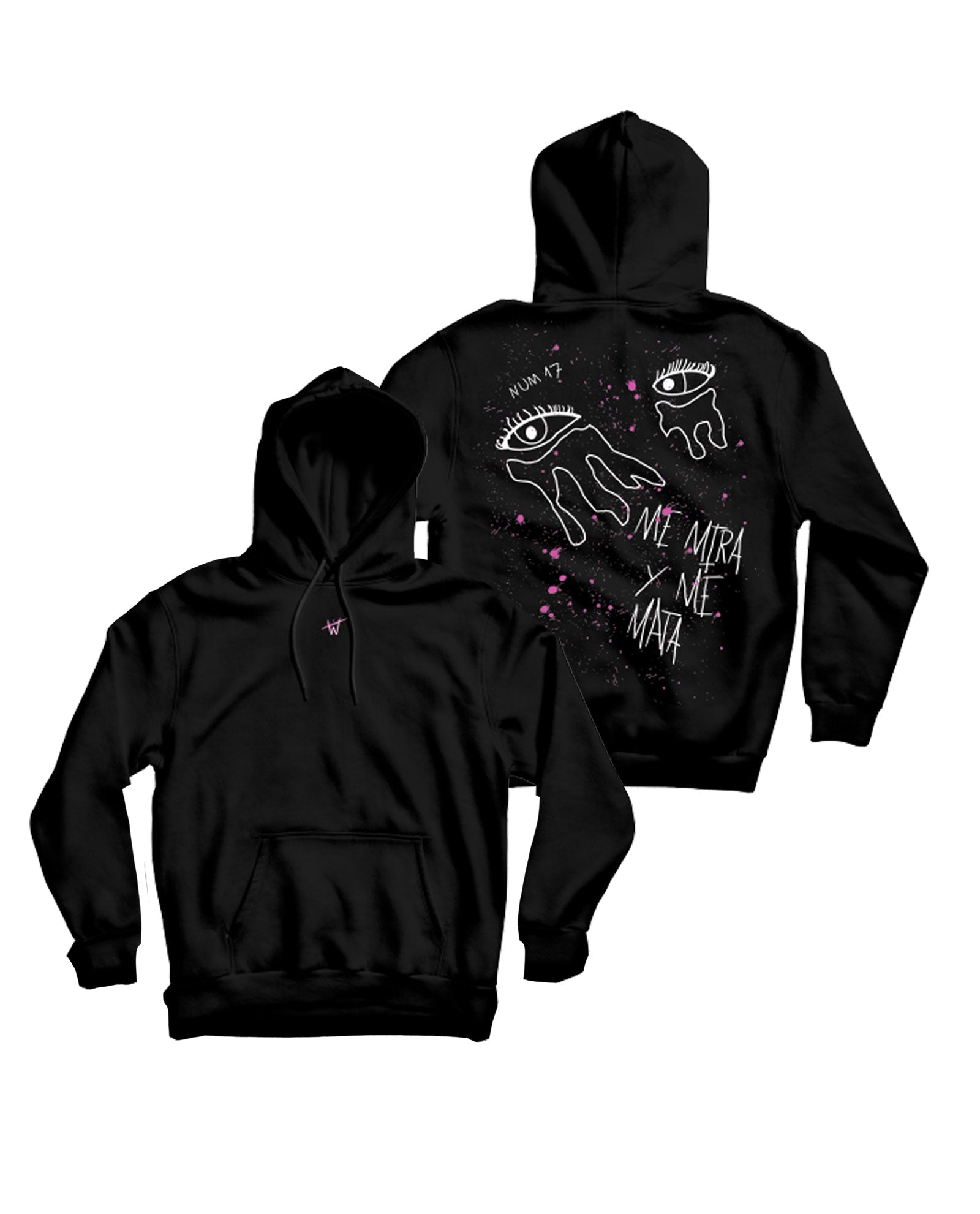 Sudadera Capucha Unisex "Ojos" Negra - Miren - Rocktud - Miren